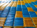 Golden Blue Patterns of Plastic Mattress Royalty Free Stock Photo