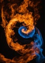 Golden and blue smoke on black background abstract Royalty Free Stock Photo