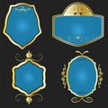 Golden and blue framed labels Royalty Free Stock Photo