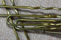 Golden bobby pins closeup