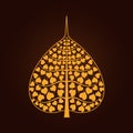 Golden Bodhi leaf symbol in Thai art style Royalty Free Stock Photo