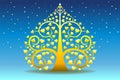 Golden Bodhi tree symbol Thai art style