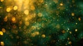 Golden Bokeh on Emerald Blur: Abstract Banner Background Royalty Free Stock Photo