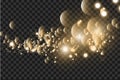 Golden bokeh light effect explosion with sparks