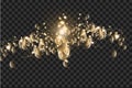 Golden bokeh light effect explosion with sparks