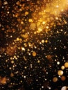 Golden bokeh lights on a dark background, creating a festive, magical atmosphere. Royalty Free Stock Photo