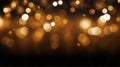 Golden bokeh, raining light, blurry lights, blurry background, gold confettis on a black background, yellow and orange, night Royalty Free Stock Photo