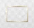 Golden border frame with light shadow and light affects. Gold decoration in minimal style. Graphic metal foil element in