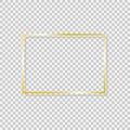 Golden border frame with light shadow and light affects. Gold decoration in minimal style. Graphic metal foil element in geometric Royalty Free Stock Photo