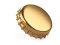 Golden bottle cap, blank label. Icon set. Top view. Template design