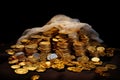 Golden bounty Coins neatly stacked, forming a precious treasure sack Royalty Free Stock Photo