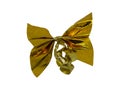 Golden bow for decoration. Gold-colored bow for decorating gift boxes