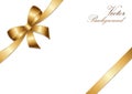 Golden bow ribbon design. Royalty Free Stock Photo