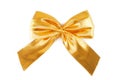 Golden bow ribbon isolated Royalty Free Stock Photo