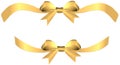 Golden bow with ribbons on the gift or heart Royalty Free Stock Photo