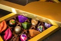 golden box of exclusive chocolates Royalty Free Stock Photo
