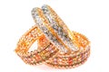 Golden bracelets and diamond bangles Royalty Free Stock Photo