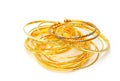 Golden bracelets and golden jewelry Royalty Free Stock Photo