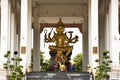 Golden Brahma statue Thewalai angel shrine in garden for thai people and foreign travelers travel visit and respect praying at Royalty Free Stock Photo