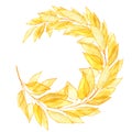 Golden branch with leaves curved in a circle