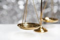 Golden brass balance scale Royalty Free Stock Photo