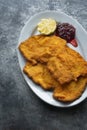 Golden breaded german schnitzel Royalty Free Stock Photo