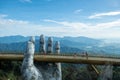 Golden bridge and big hand in Bana Hills French village