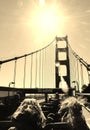 Golden bridge gate. bus tour Royalty Free Stock Photo