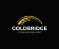 Golden bridge logo design. Abstract bridge vector design