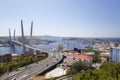 Golden bridge over Zolotoy Rog Bay. Vladivostok Royalty Free Stock Photo