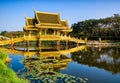 Golden Bridge and Pavilion of the Enlightened. Ancient City Park, Thailand Royalty Free Stock Photo