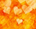 Golden bright painted hearts backgrounds