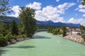 Pedestrian bridge over the kicking horse river