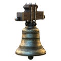 Golden bronze church bell isolated on white background. 3d illustration