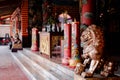 Lion statue in front of Chinese Confucian Temple Royalty Free Stock Photo