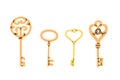 golden and bronze vintage antique keys collection Royalty Free Stock Photo