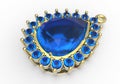 Golden brooch with blue diamonds