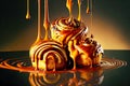 golden brown aetizing cinnamon buns drizzled with caramel
