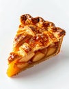 Golden Brown Apple Pie Slice with Lattice Crust on White Background Royalty Free Stock Photo