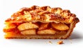 Golden Brown Apple Pie Slice with Lattice Crust on White Background Royalty Free Stock Photo