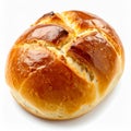 Golden Brown Baked Bread Roll on White Background Royalty Free Stock Photo