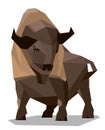 Golden brown bison in a geometric style