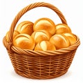 Golden Brown Bread Rolls in Wicker Basket Royalty Free Stock Photo