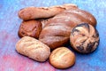 Golden Brown Bread variety , rolls and loaves Royalty Free Stock Photo