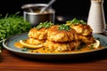 golden brown crab cakes on a plate