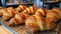 Golden-brown croissants on a wire rack Royalty Free Stock Photo