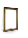 Golden and brown rectangular frame placed on white background, object, vintage, copy space Royalty Free Stock Photo
