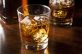 Golden Brown Whisky on the rocks Royalty Free Stock Photo