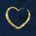 Golden brushstroke shape of heart. Glitter shiny texture. Vector