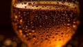 Golden bubbles in beer glass, refreshing drink generated by AI